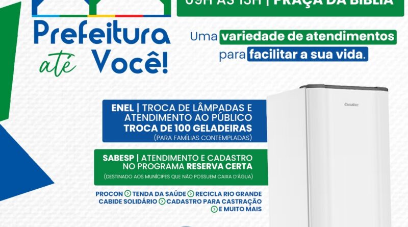Rio Grande da Serra realiza a troca de 100 geladeiras entre outras ações no Prefeitura até Você! deste sábado (19)